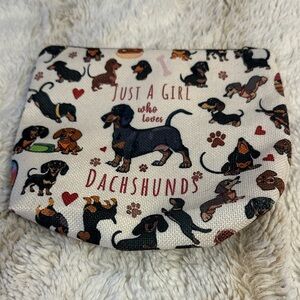 Dachshund Print Clutch - Cream
